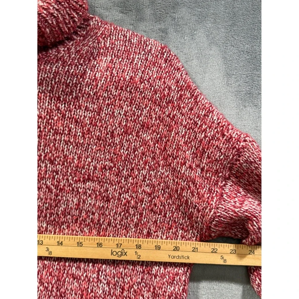 J.Crew Womens Red Marled Wool Mohair Blend Turtleneck Marled Sweater Size M Cozy